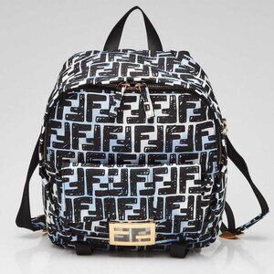 Fendi Blue/Black FF Nylon Small Joshua Backpack Bag - 8BZ048